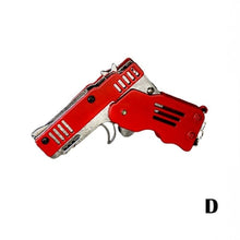 Load image into Gallery viewer, Pocket Rubber Banders mini metal folding 6 rounds keychain gun shape keychains toy April fools day
