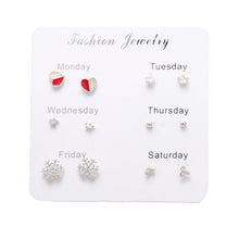 Load image into Gallery viewer, FNIO Women&#39;s Earrings Set Pearl Earrings For Women Bohemian Fashion Jewelry 2020 Geometric Crystal Heart Stud Earrings
